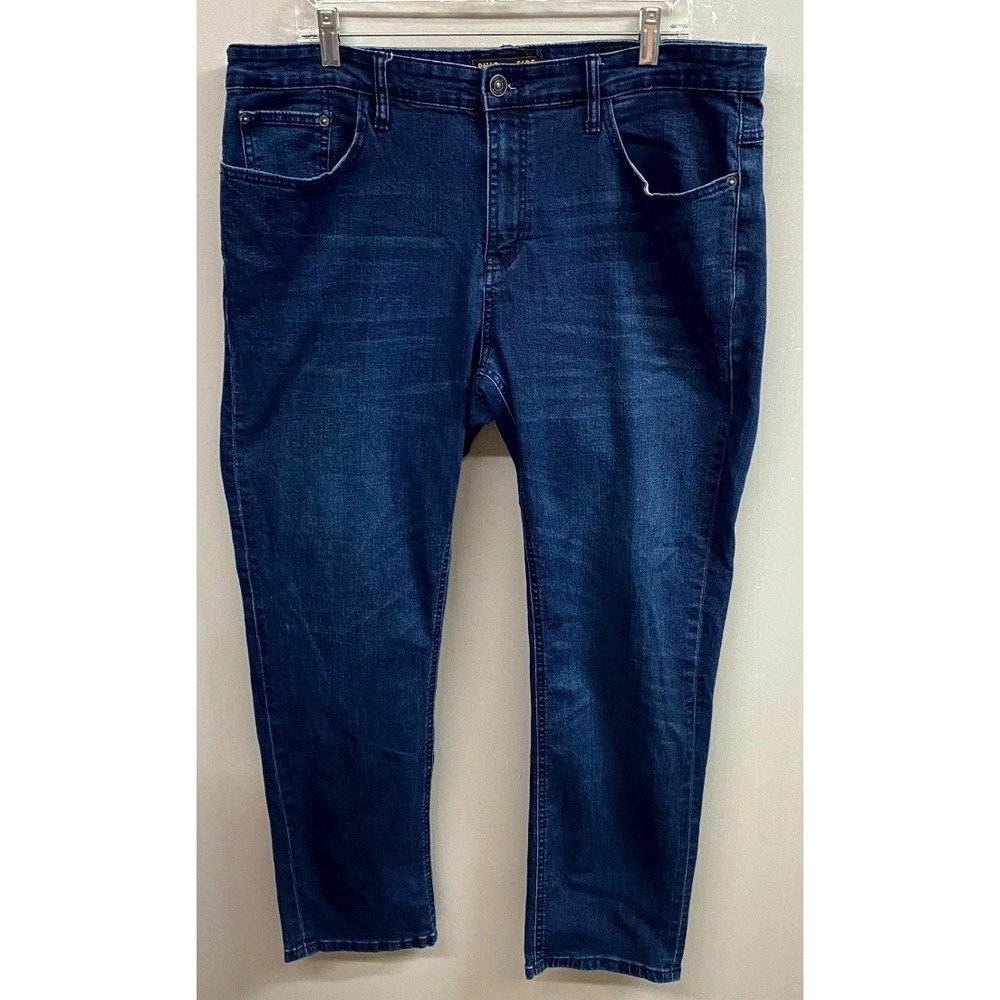 Ring Of Fire Skinny Jeans Mens 36x30 Blue Denim Whiskers Medium Wash Slim Fit